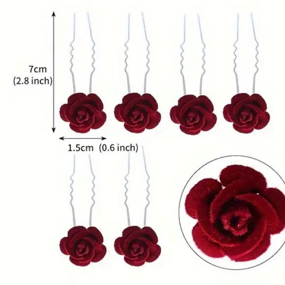 Velvet Rose Hair Pin Accessory - Picture 4 of 6
